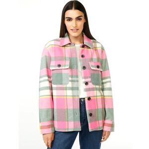 Wool Blend Plaid Flannel Shirt / Jacket